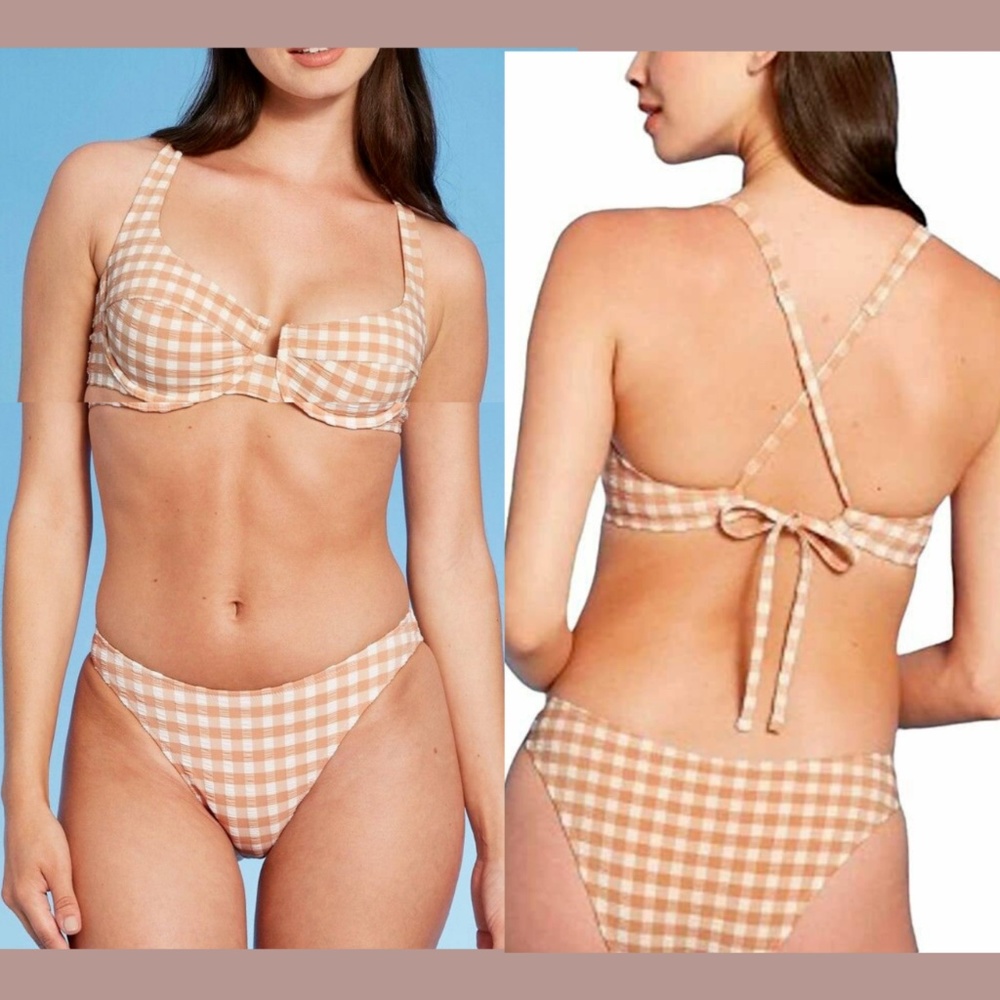 NEW Shade & Shore Pucker‎ Textured Bikini Top (36C ) Bikini Bottom ( Large )